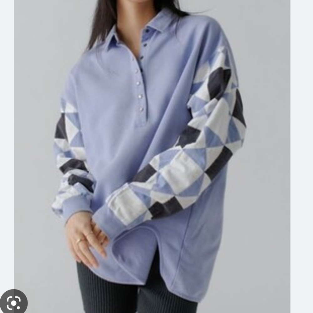 NEW BDG Brogan Patchwork Henley Sweatshirt